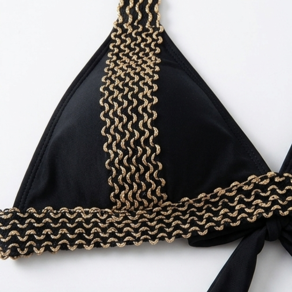 Solaia™ - Dvoudílné bikiny s ramínky a zlatým lemováním