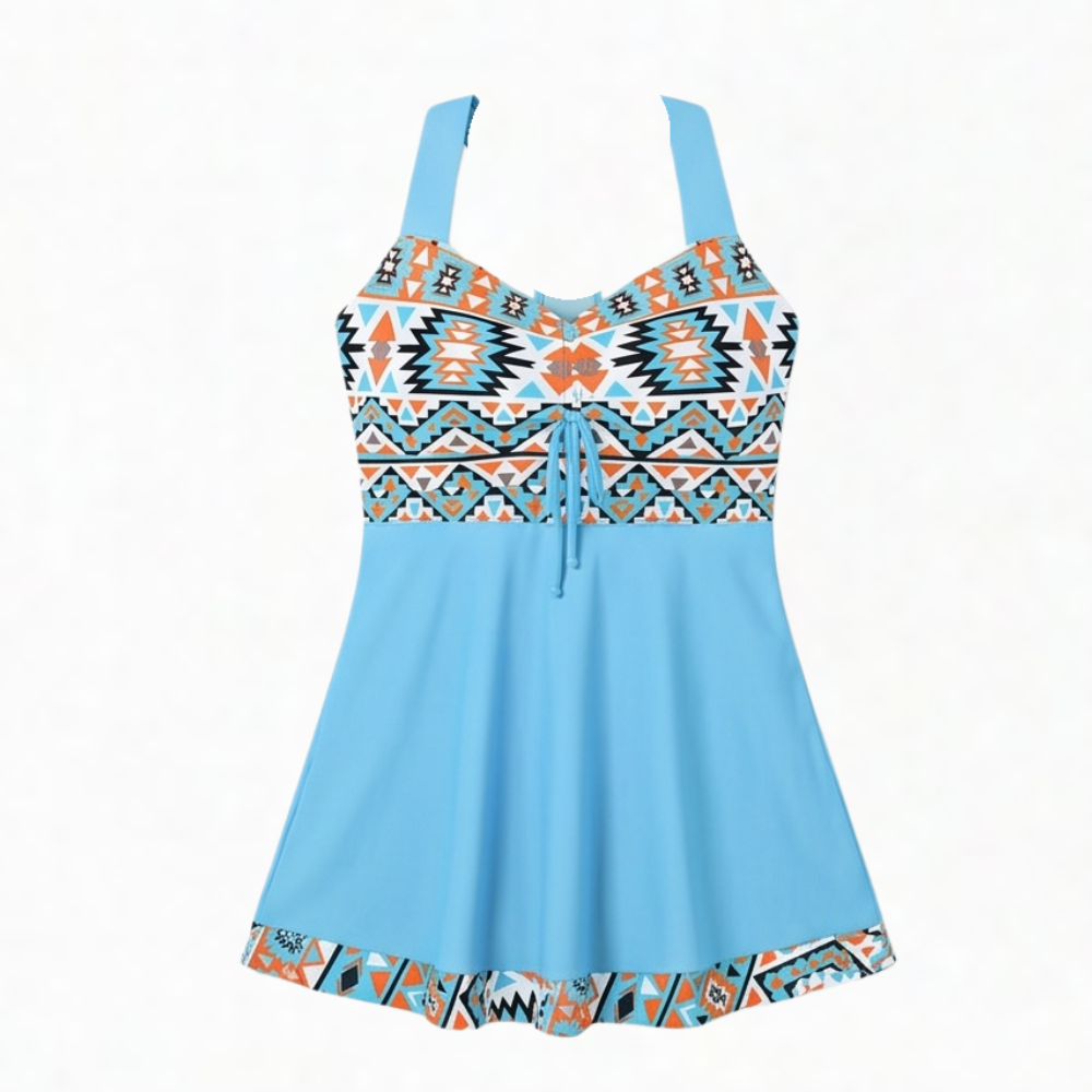 Marenza™ – Halter Swimdress with Flowy A-Line Skirt