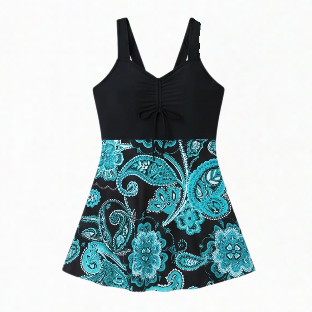 Marenza™ – Halter Swimdress with Flowy A-Line Skirt