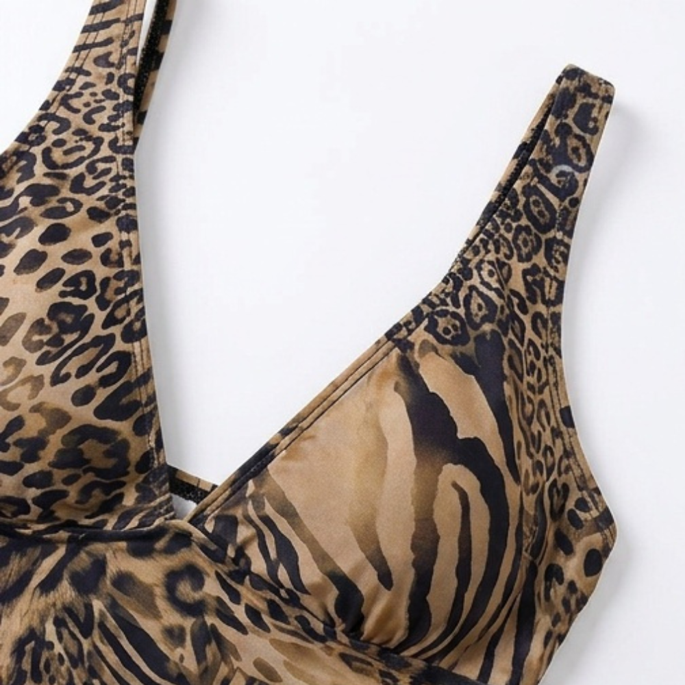 Lunavia™ – Podšitá bikinová souprava s leopardím vzorem a hlubokým výstřihem