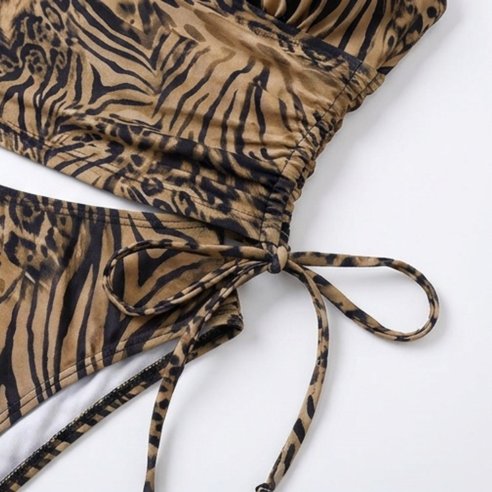 Lunavia™ – Podšitá bikinová souprava s leopardím vzorem a hlubokým výstřihem