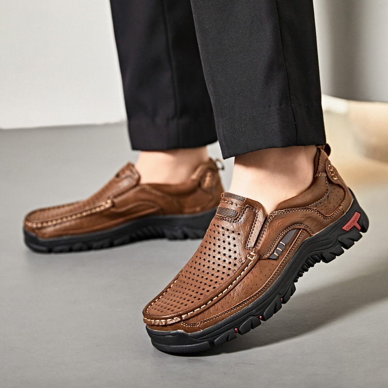 🔥LAST DAY 70% OFF🔥Mens Non-slip Walking Shoes Leather Lightweight Breathable Casual Loafers