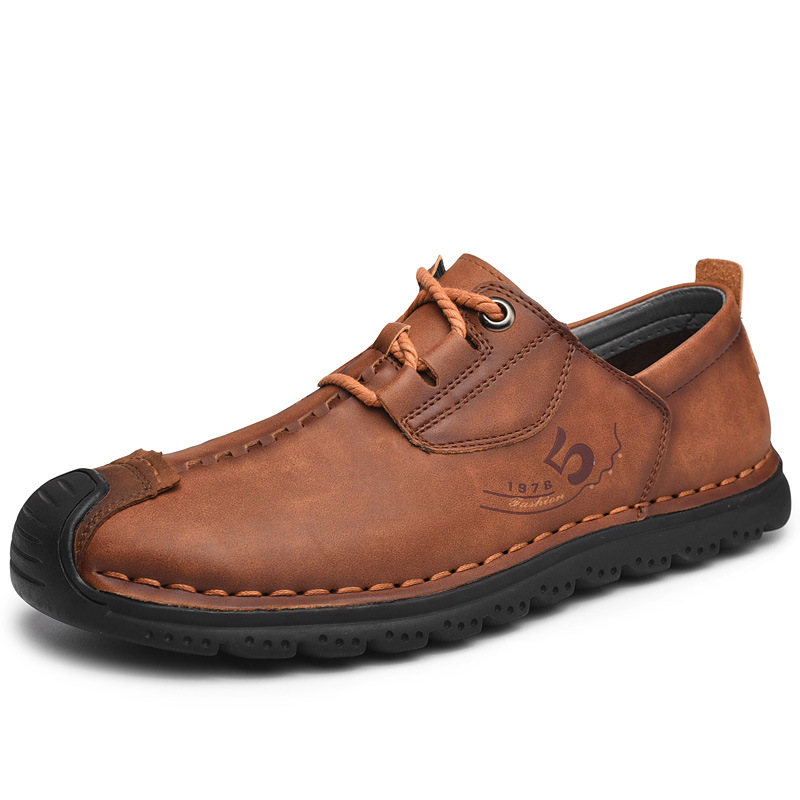 ⏰ Last day! 60% off 🔥 Men's handmade genuine leather lace-up casual shoes with non-slip, wear-resistant, and soft soles.