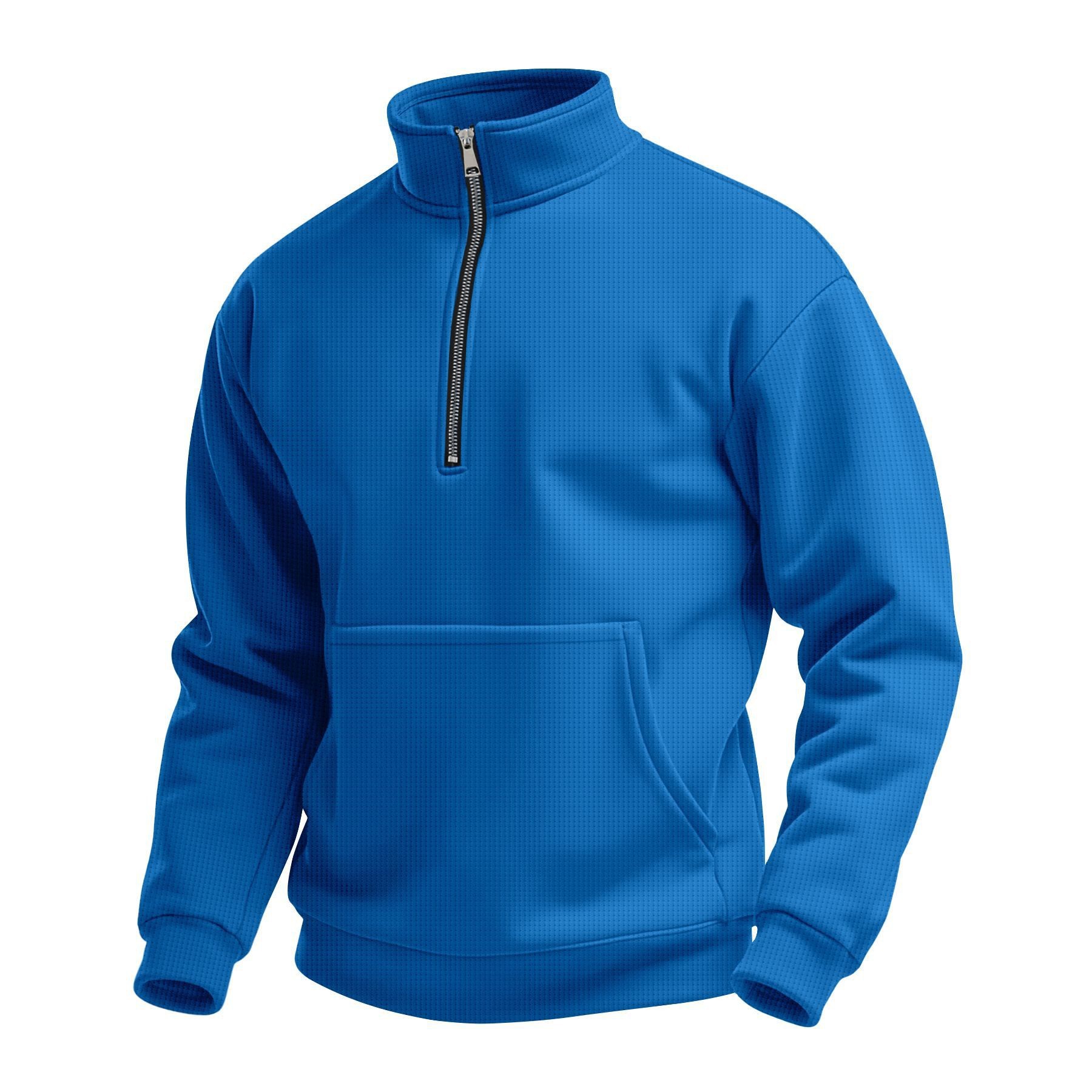 Men's Waffle Casual Outdoor Turtleneck Pocket Pullover Long Sleeve Hoodie