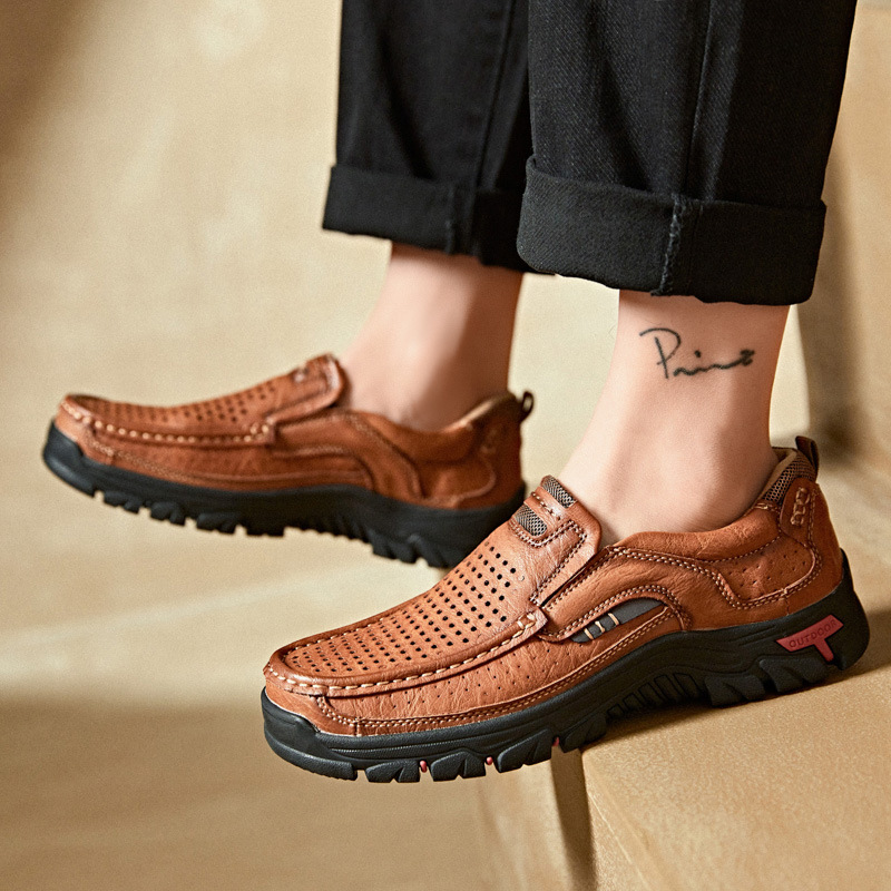 🔥LAST DAY 70% OFF🔥Mens Non-slip Walking Shoes Leather Lightweight Breathable Casual Loafers