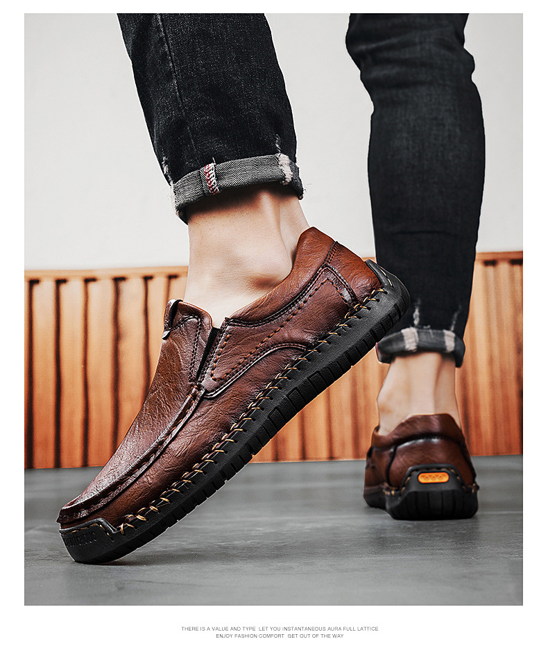 🔥Poslední den 60% SLEVA🔥Pánské slip-on mokasíny z pravé telecí kůže