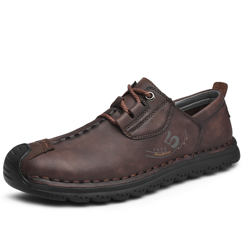 ⏰ Last day! 60% off 🔥 Men's handmade genuine leather lace-up casual shoes with non-slip, wear-resistant, and soft soles.