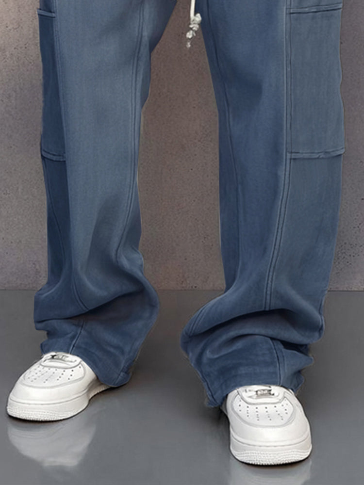 Stylové pohodlné semišové kalhoty volného střihu