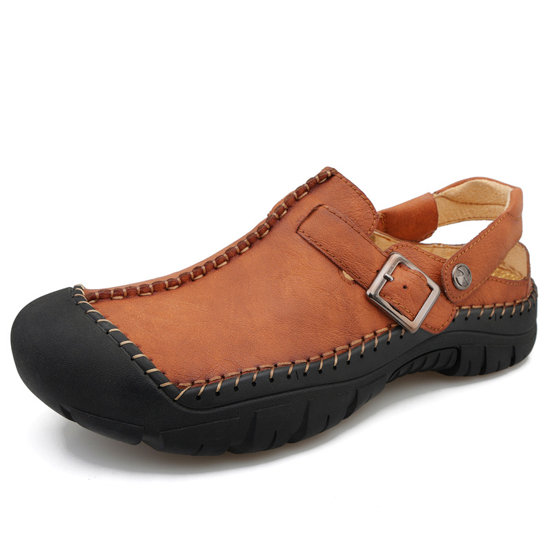 ⏰ Sale 60% off - 2025 New Men's Orthopedic Comfortable Casual Genuine Leather Slippers, Hand-stitched