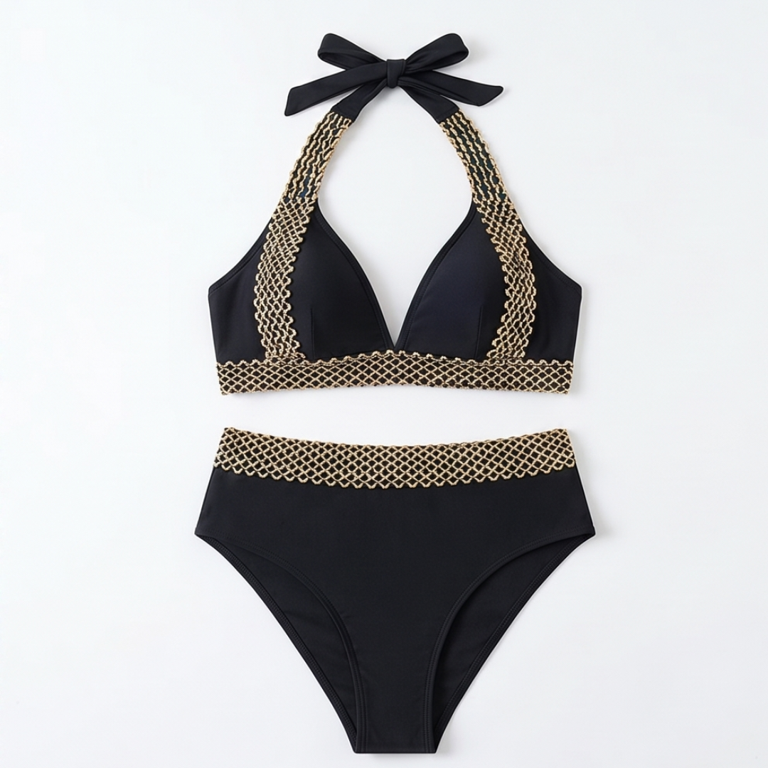 Soléra™ – Bikiny s vysokým pasem a tkaným řetízkovým lemem