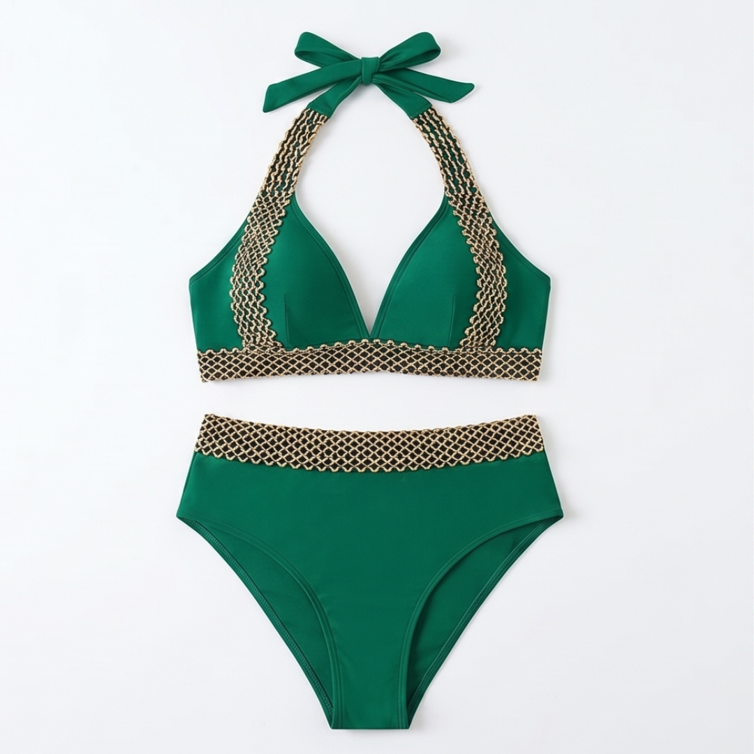 Soléra™ – Bikiny s vysokým pasem a tkaným řetízkovým lemem