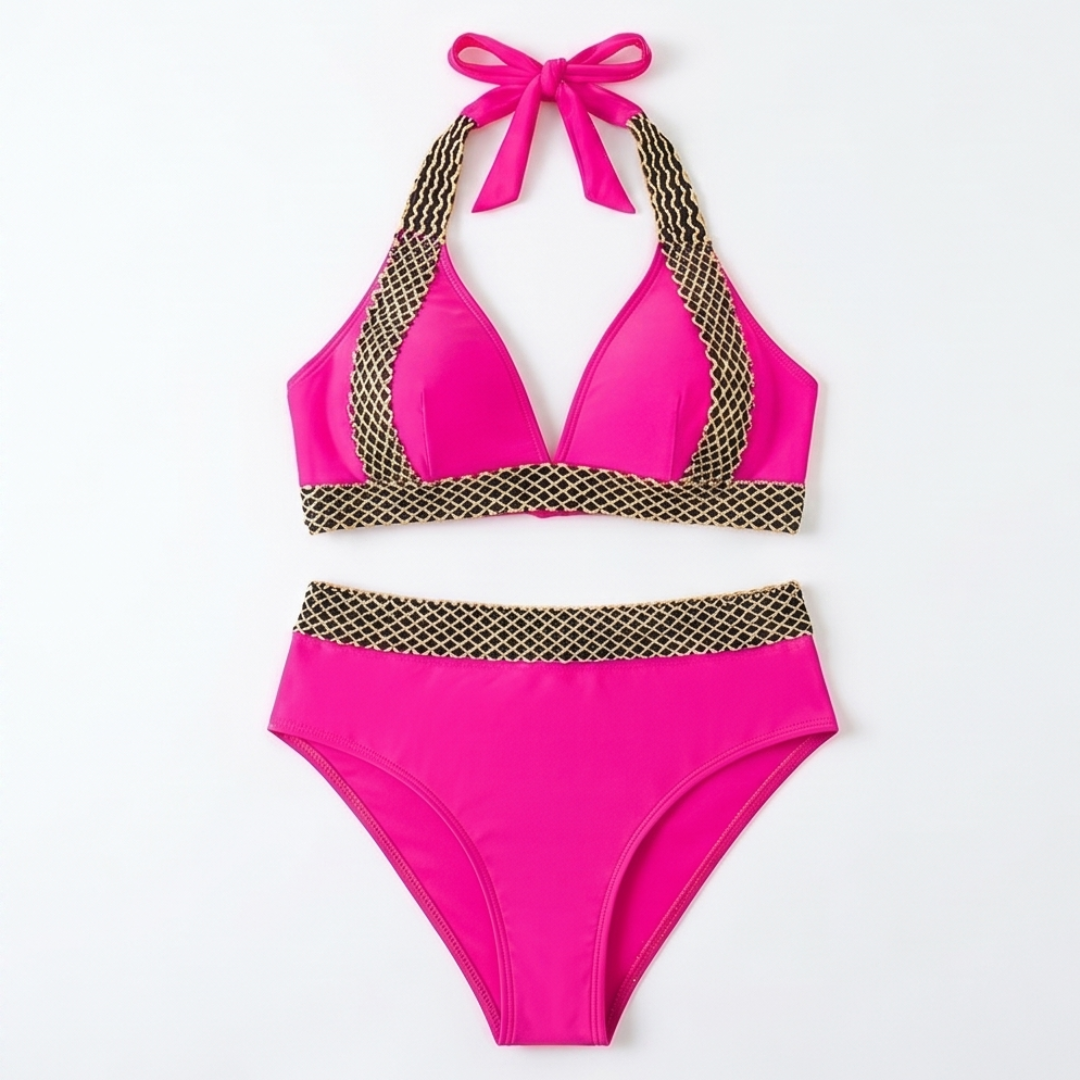 Soléra™ – Bikiny s vysokým pasem a tkaným řetízkovým lemem