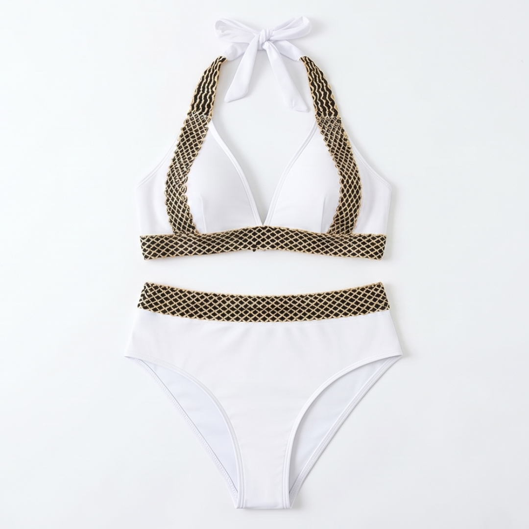 Soléra™ – Bikiny s vysokým pasem a tkaným řetízkovým lemem