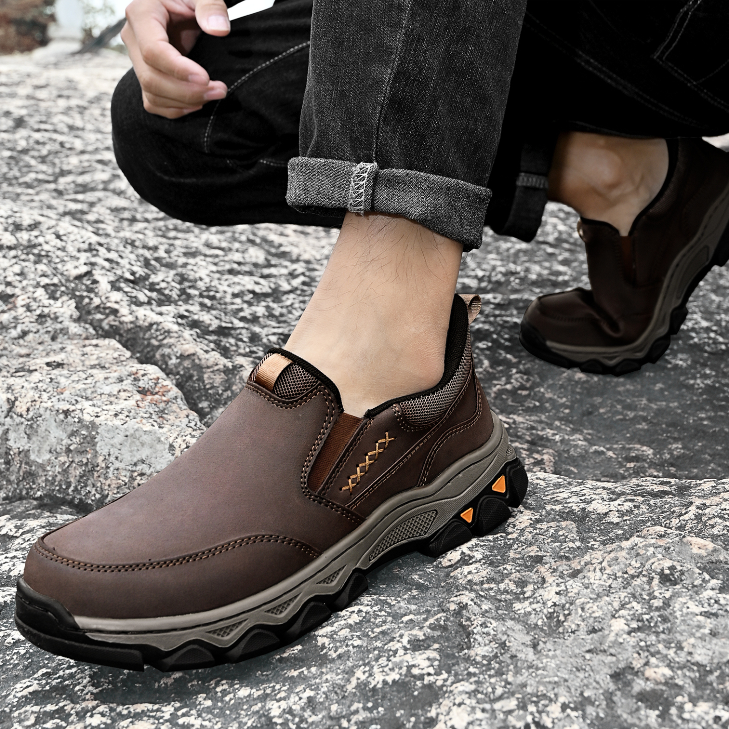 ⏰Promotion 60% OFF - 2025 New Men's Orthopedic Hands-Free Genuine Leather Slip On Loafers
