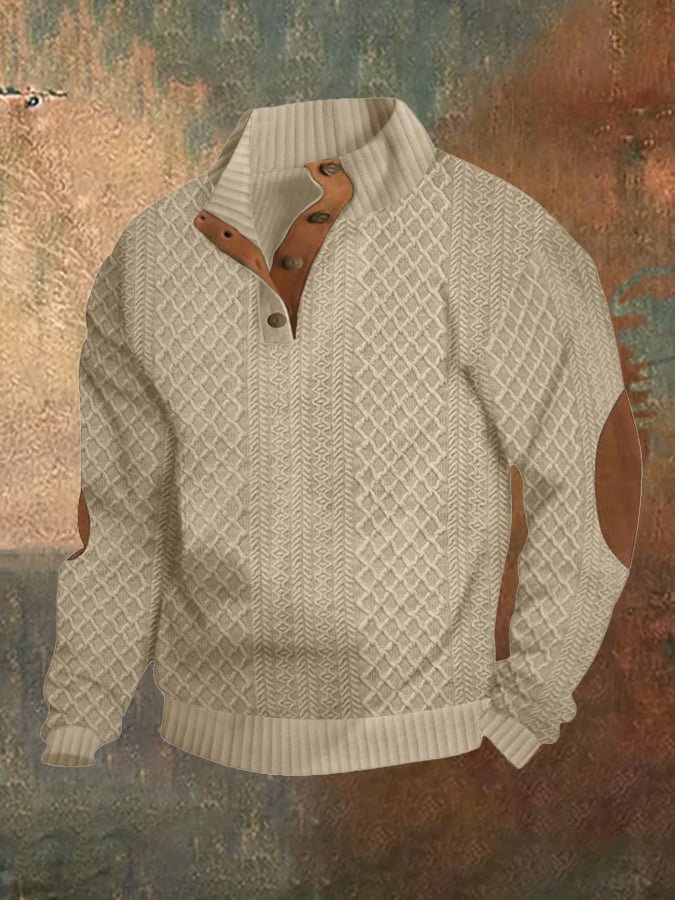 Men's Comfy Outdoor Casual Stand Button Long Sleeve Sweater