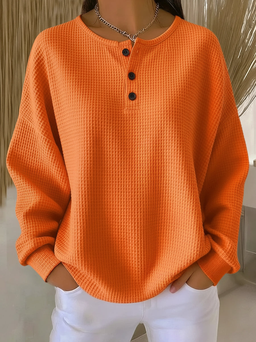 Anne - Cozy Waffle Knit Henley