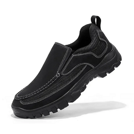 Men's Orthopedic Genuine Leather Shoes for Diabetics, Arch Support Hiking Shoes for Plantar Fasciitis