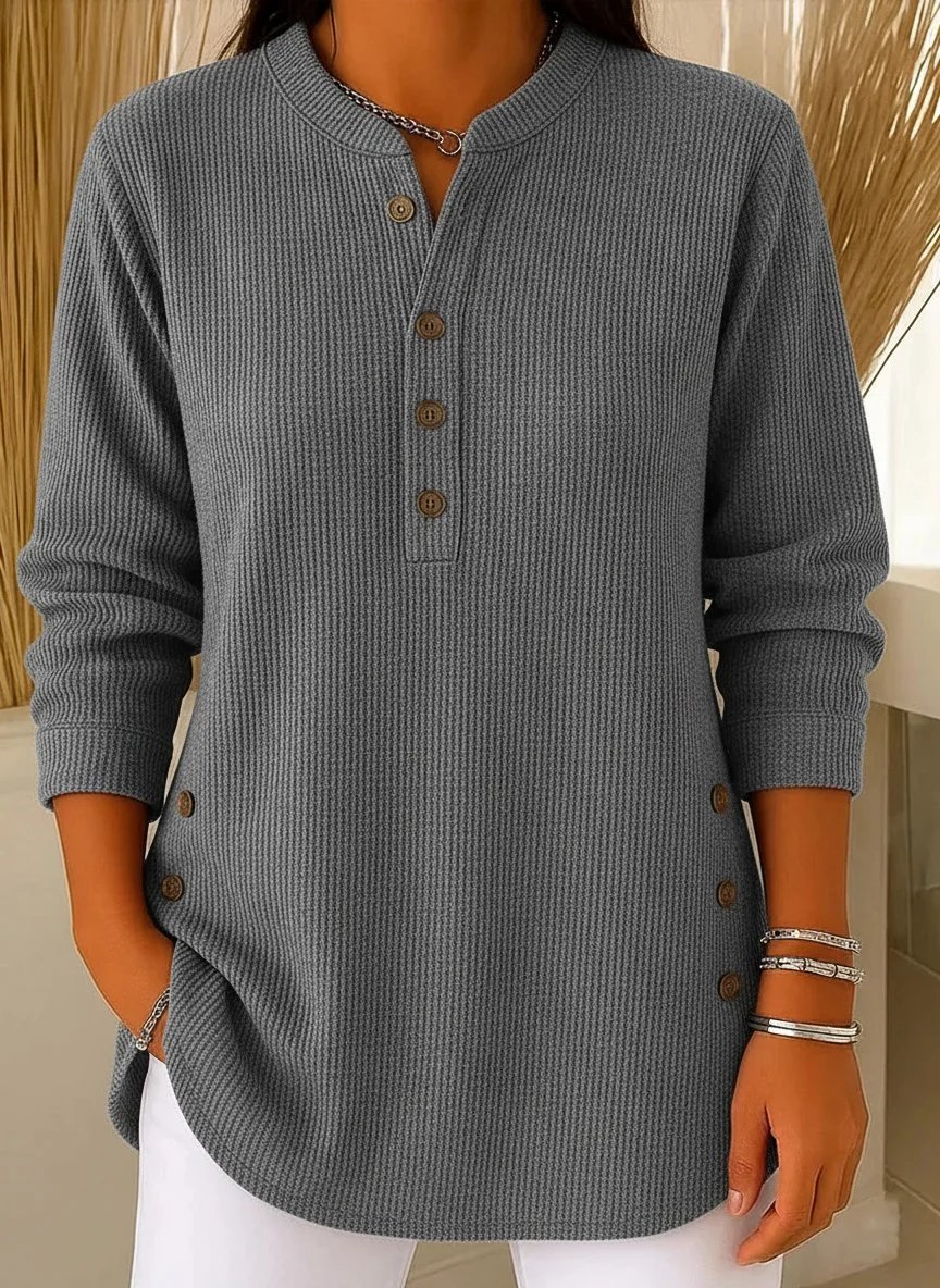 🔥 Women's Solid Color V Neck Long Sleeve Casual Loose Knit Pullover