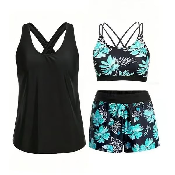 ⏰LAST DAY 49% OFF - 3 Piece Tankini with Shorts 🔥