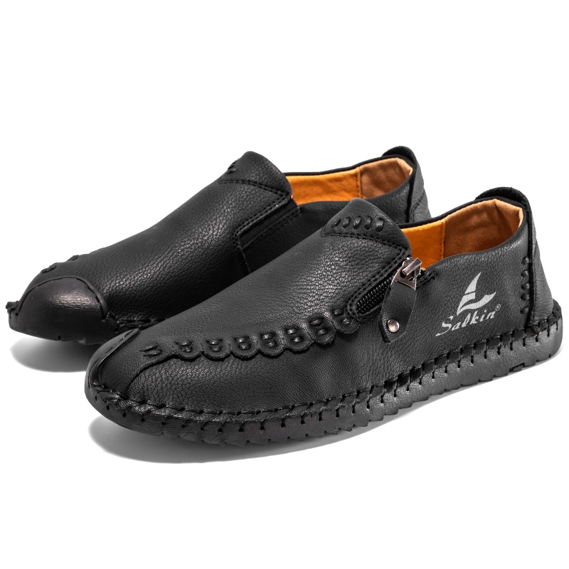 (🎁Free Orthotic Insoles🔥)Men’s Orthopedic Leather Slip-On Loafers – Arch Support, Non-Slip Sole, Wide Toe Box & Cushioned Insoles
