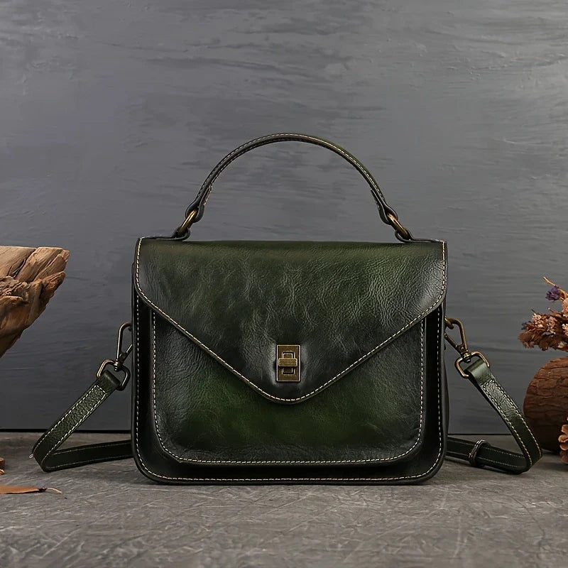 Genuine Leather Women's Retro Mailman Crossbody Bag