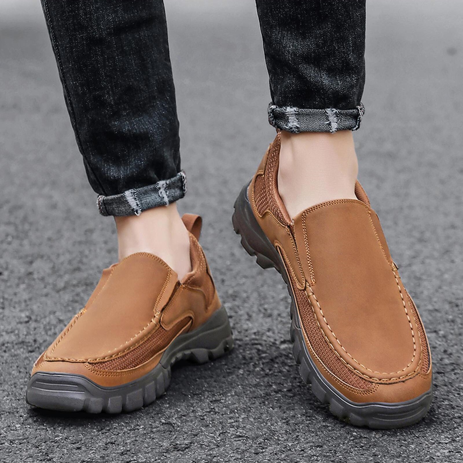 DUDLLE® Men's Comfortable Casual Shoes ,Orthopedic Arch Support Slip-On Loafers