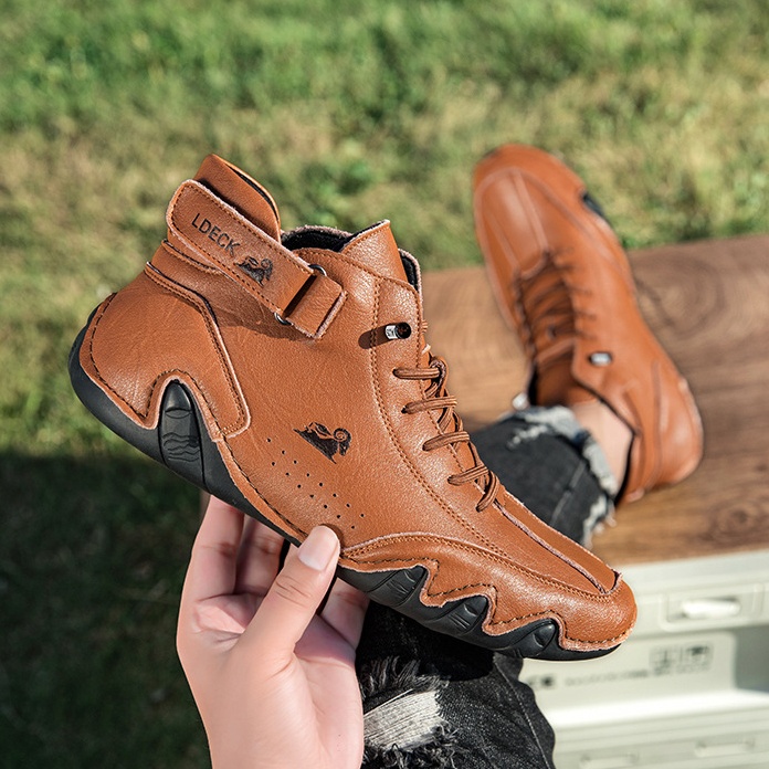 🔥70% SLEVA DNES🎁Voděodolné boty pohodlné na zimu, unisex italské ručně vyráběné semišové vysoké boty s suchým zipem