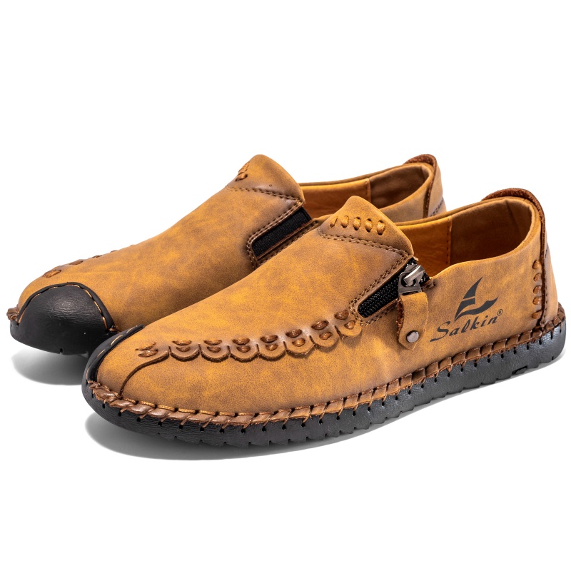 (🎁Free Orthotic Insoles🔥)Men’s Orthopedic Leather Slip-On Loafers – Arch Support, Non-Slip Sole, Wide Toe Box & Cushioned Insoles