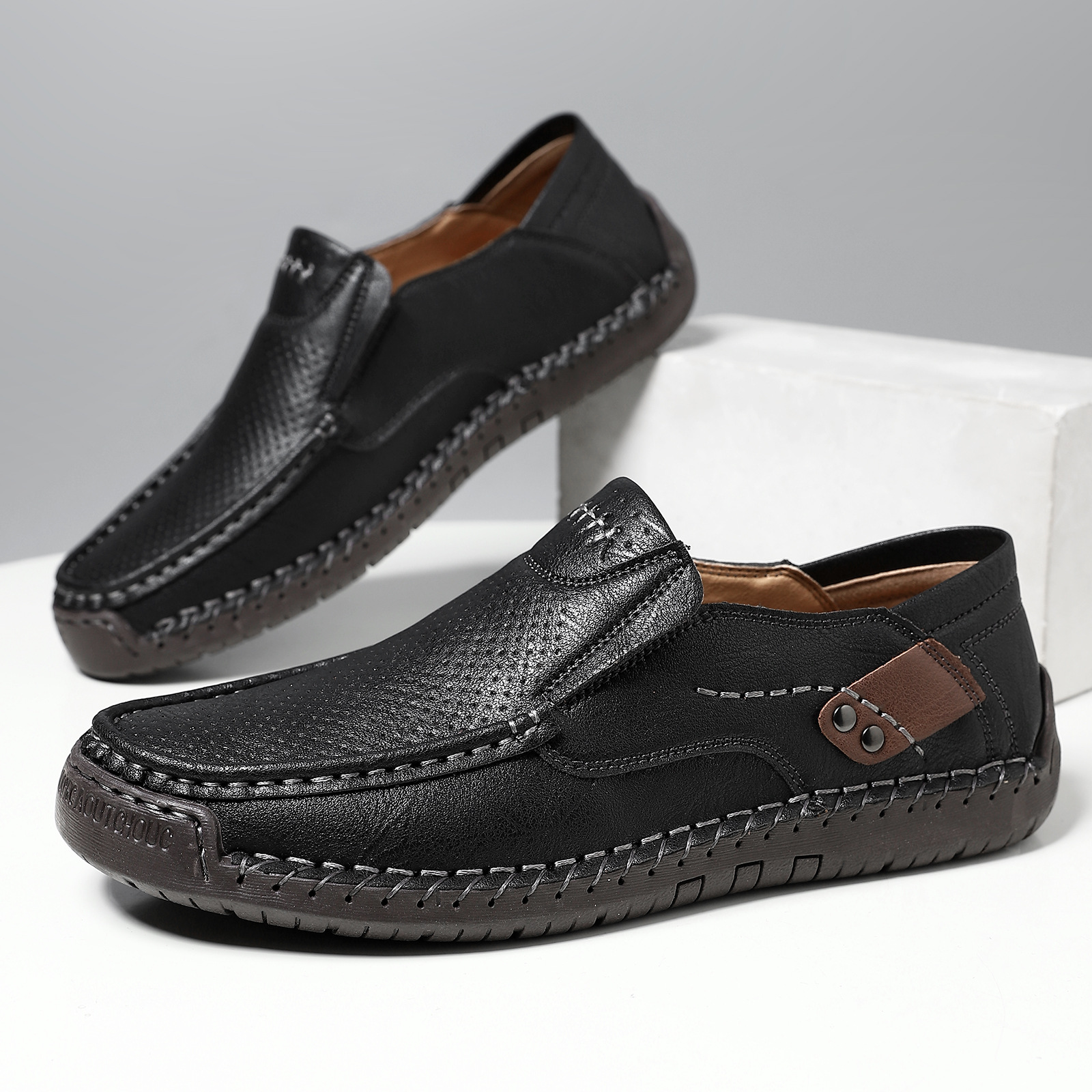 Poslední den na 50% slevu 🔥⏱️ Vánoční výprodej ⏱️🔥 Pánské slip-on kožené ručně vyráběné proplétané mokasíny