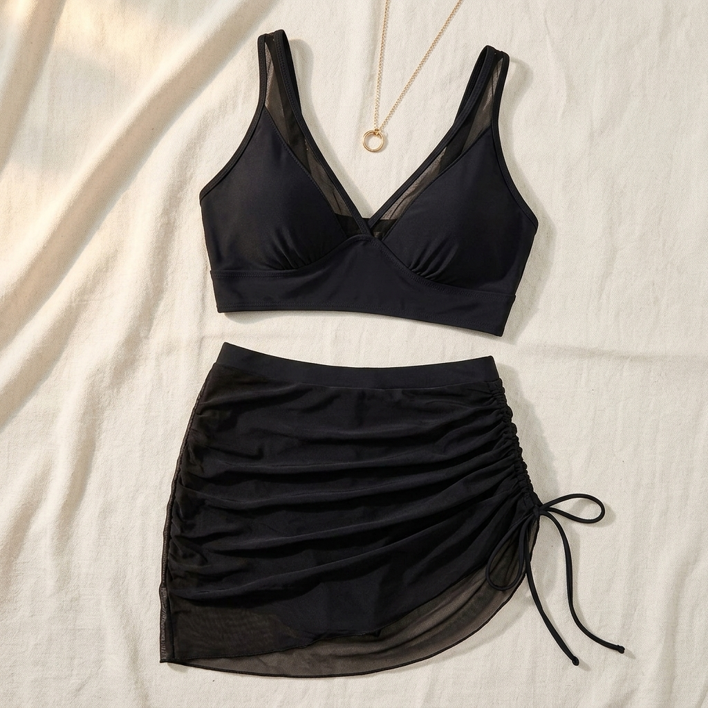 Marella™ – Bikiny set s vysokým pasem a síťovanou sukní s řasením