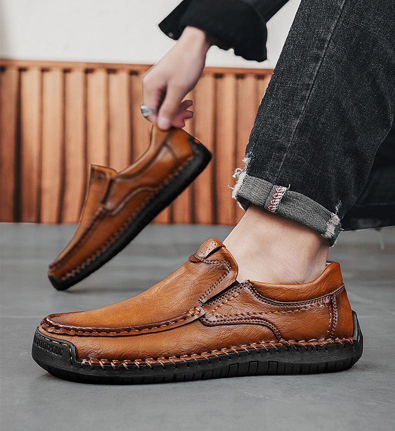 🔥Poslední den 60% SLEVA🔥Pánské slip-on mokasíny z pravé telecí kůže