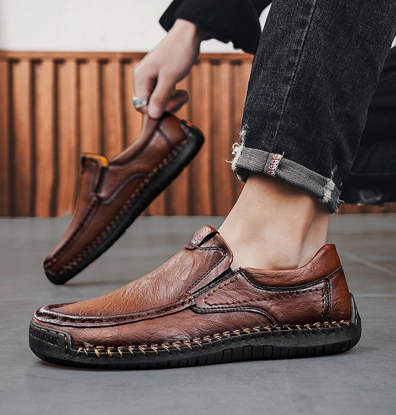 🔥Poslední den 60% SLEVA🔥Pánské slip-on mokasíny z pravé telecí kůže