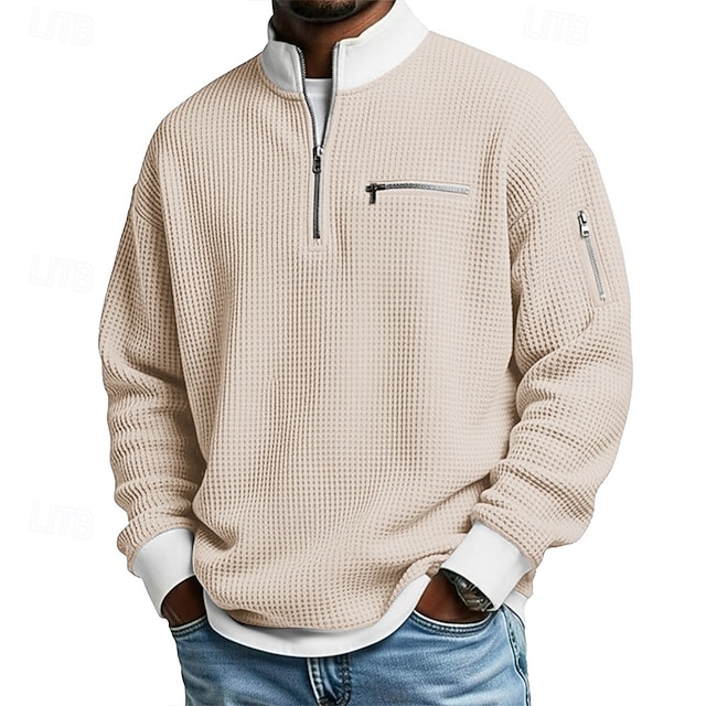 🎄 Clearance Sale 🔥 Men's Waffle Knit Casual Solid Color Long-Sleeved T-Shirt