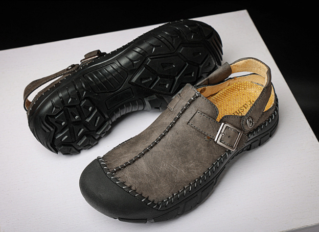 ⏰ Sale 60% off - 2025 New Men's Orthopedic Comfortable Casual Genuine Leather Slippers, Hand-stitched