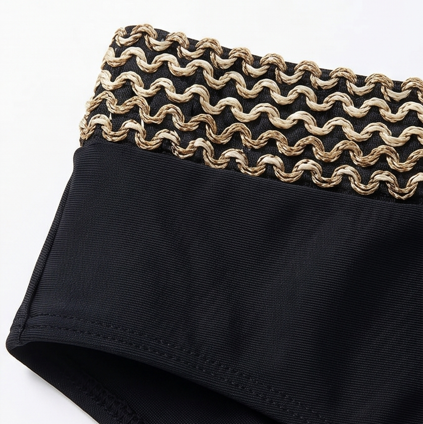 Soléra™ – Bikiny s vysokým pasem a tkaným řetízkovým lemem