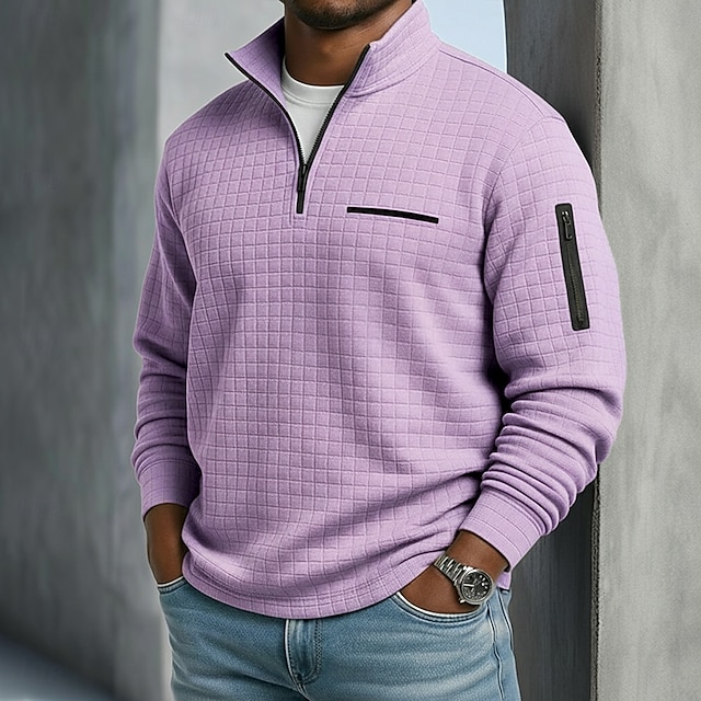 Men's Waffle Polo Shirts Textured Sports & Outdoor Casual Long Sleeve Fashion Comfortable Cross-Seasons