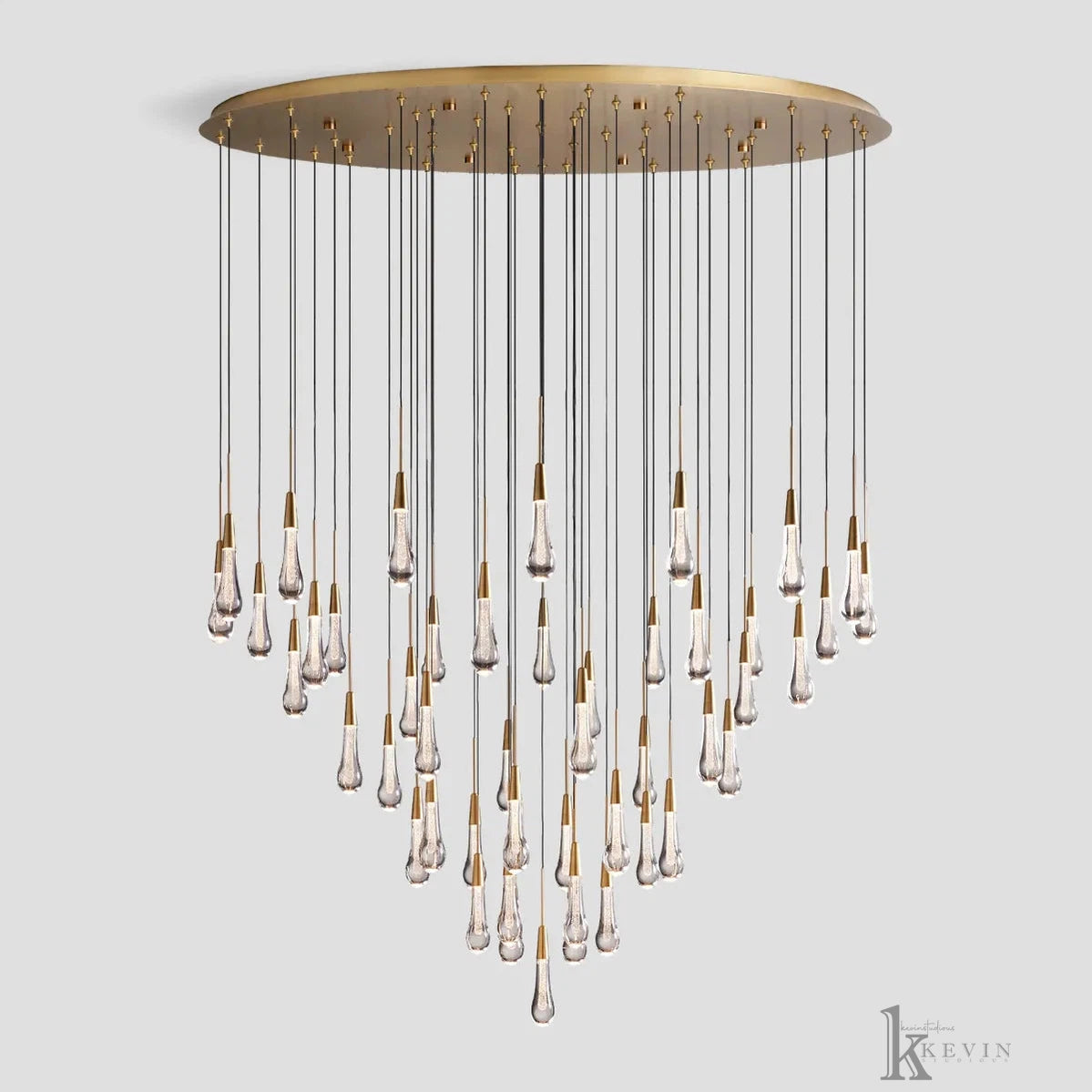 Saphira Luminara Glass Teardrop Modern Round Chandelier