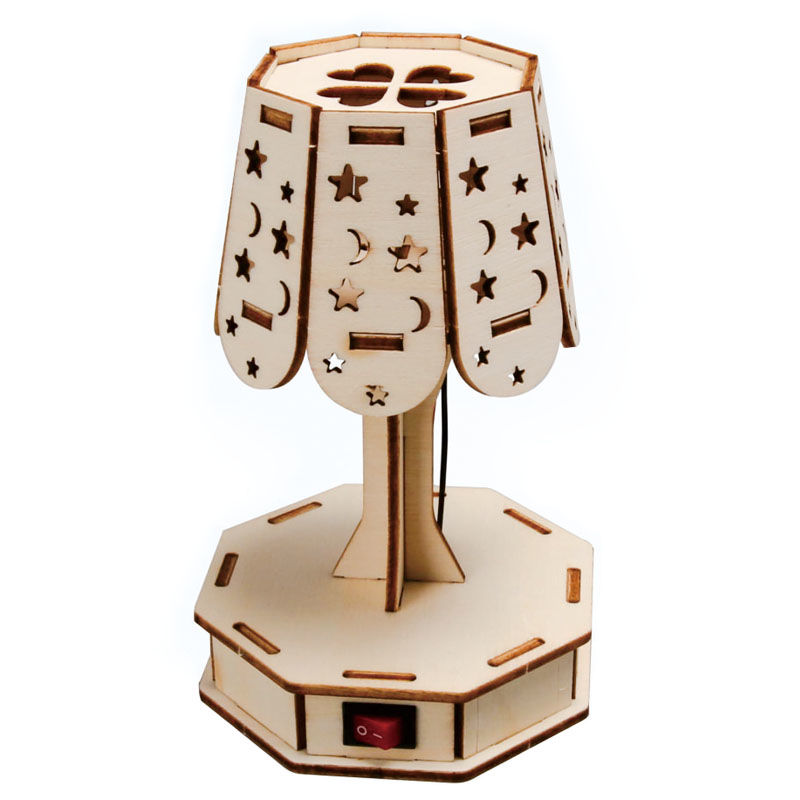 New Handmade Table Lamp - 3D Wooden Puzzle Kit by makenfun