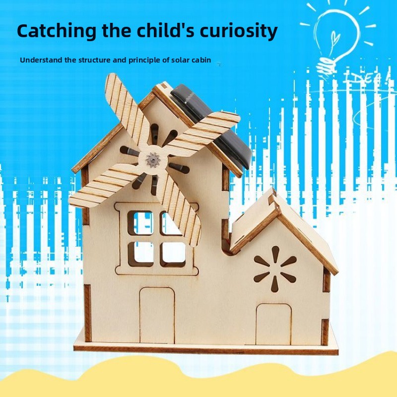 Solar Energy Saving Cabin - 3D Wooden Puzzle Kit by makenfun