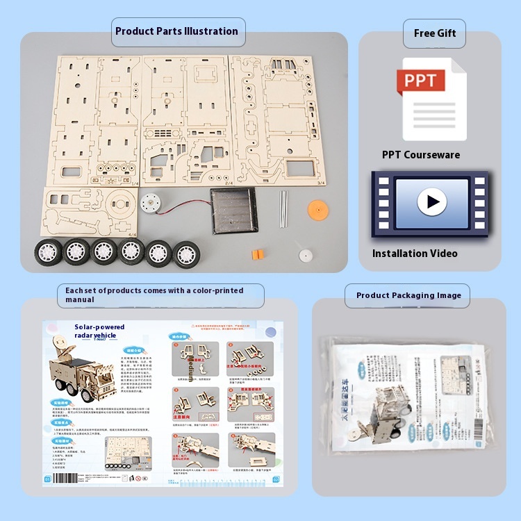 Solar Radar Car - 3D Wooden Puzzle Kit by makenfun