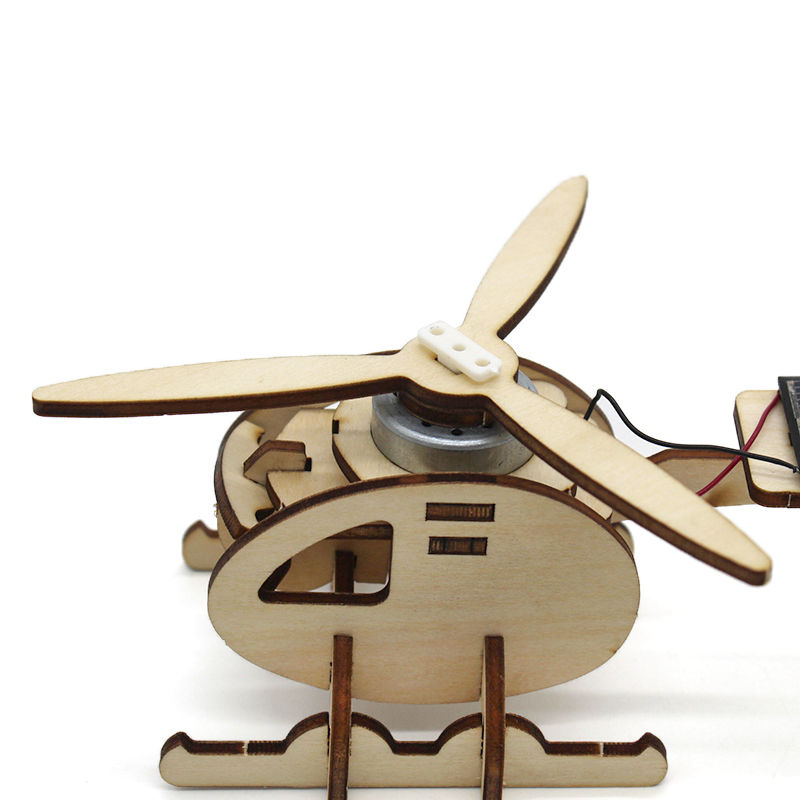 Solar Helicopter - 3D Wooden Puzzle Kit by makenfun