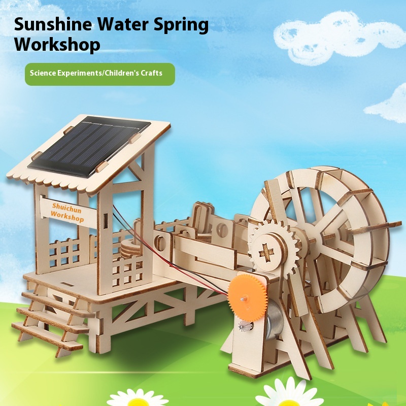 Solar Water Wheel - 3D Wooden Puzzle Kit by makenfun