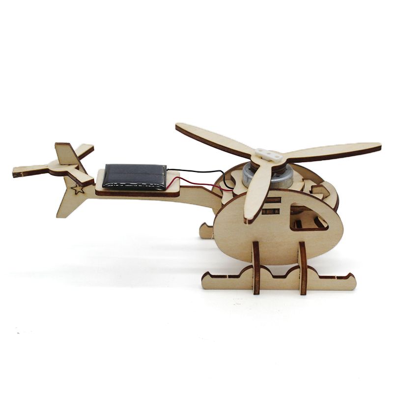 Solar Helicopter - 3D Wooden Puzzle Kit by makenfun