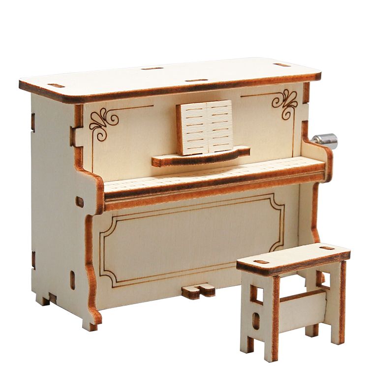 Hand-cranked Piano Music Box DIY Making - 3D Wooden Puzzle Kit by makenfun