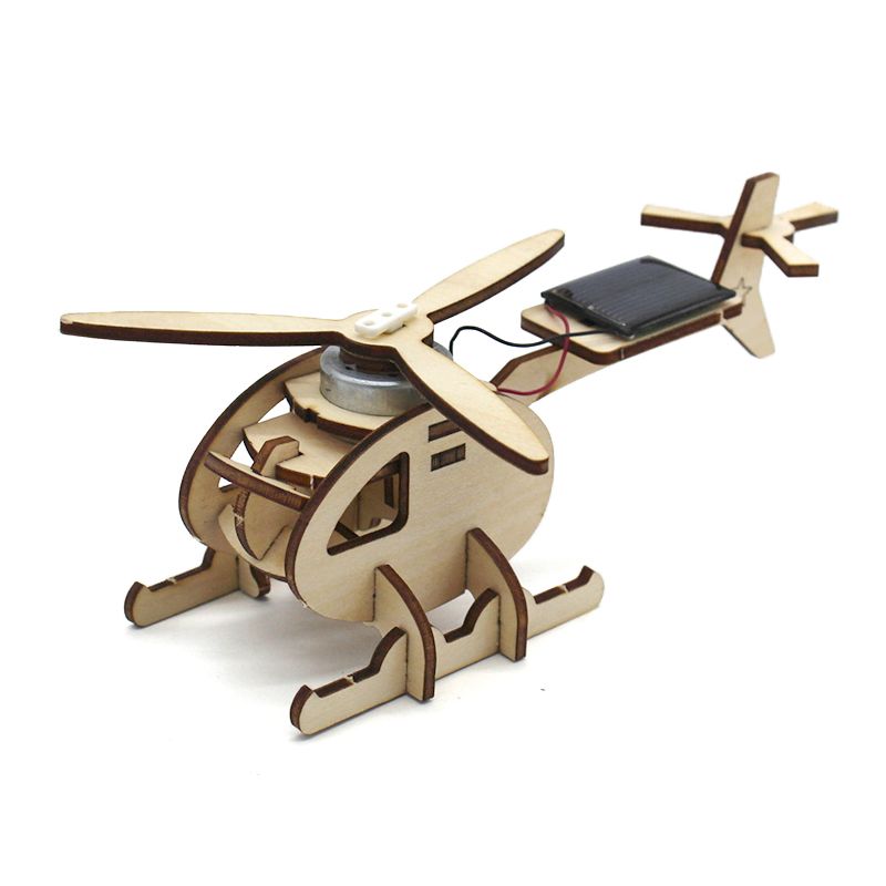 Solar Helicopter - 3D Wooden Puzzle Kit by makenfun