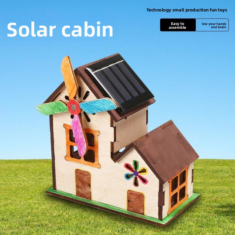 Solar Energy Saving Cabin - 3D Wooden Puzzle Kit by makenfun