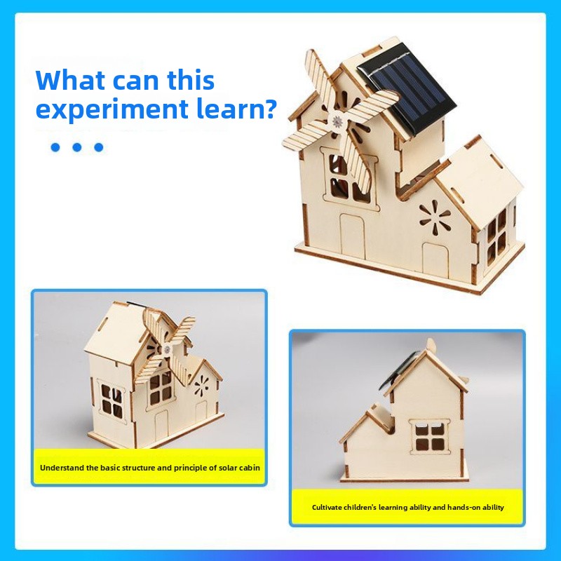 Solar Energy Saving Cabin - 3D Wooden Puzzle Kit by makenfun