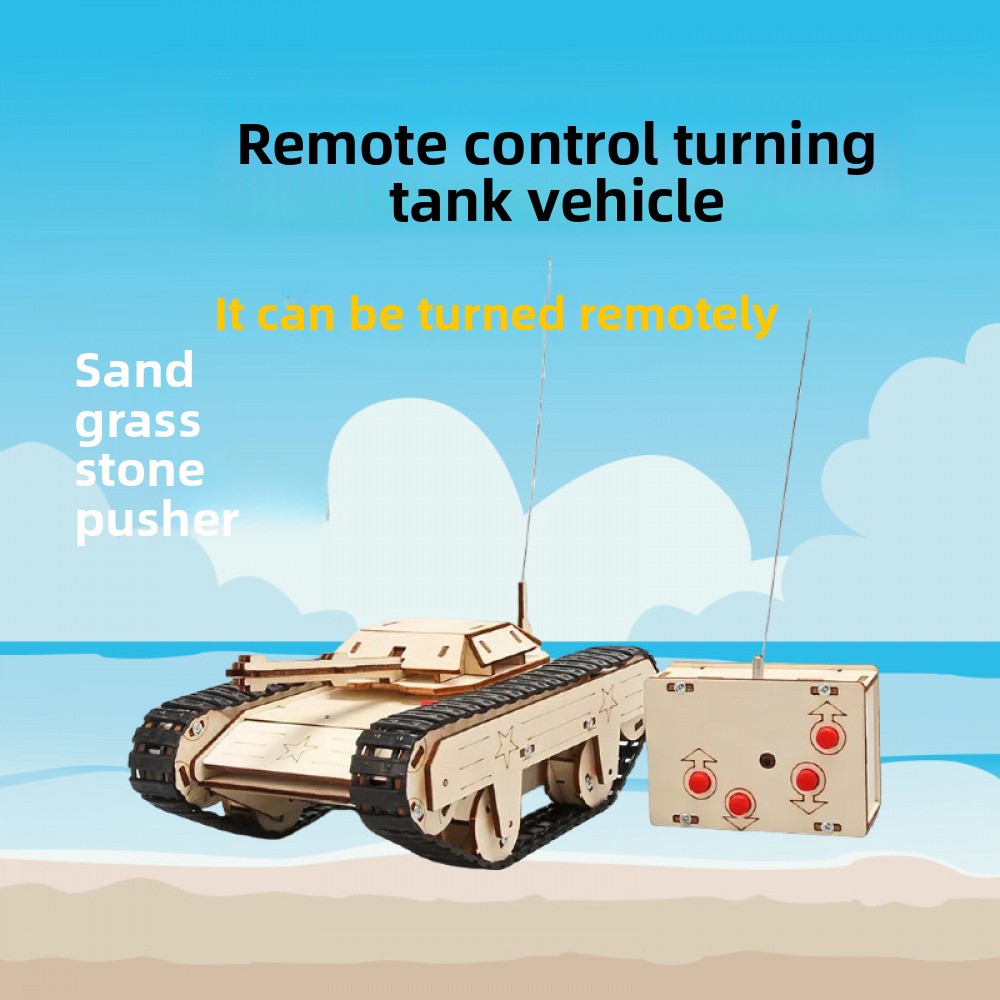 Wooden assembled remote control tank vehicle - 3D Wooden Puzzle Kit by makenfun