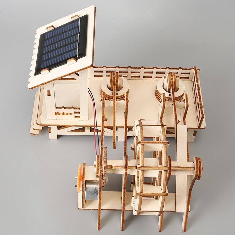 Solar Water Wheel - 3D Wooden Puzzle Kit by makenfun