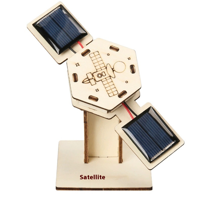 Solar Aviation Satellite - 3D Wooden Puzzle Kit by makenfun